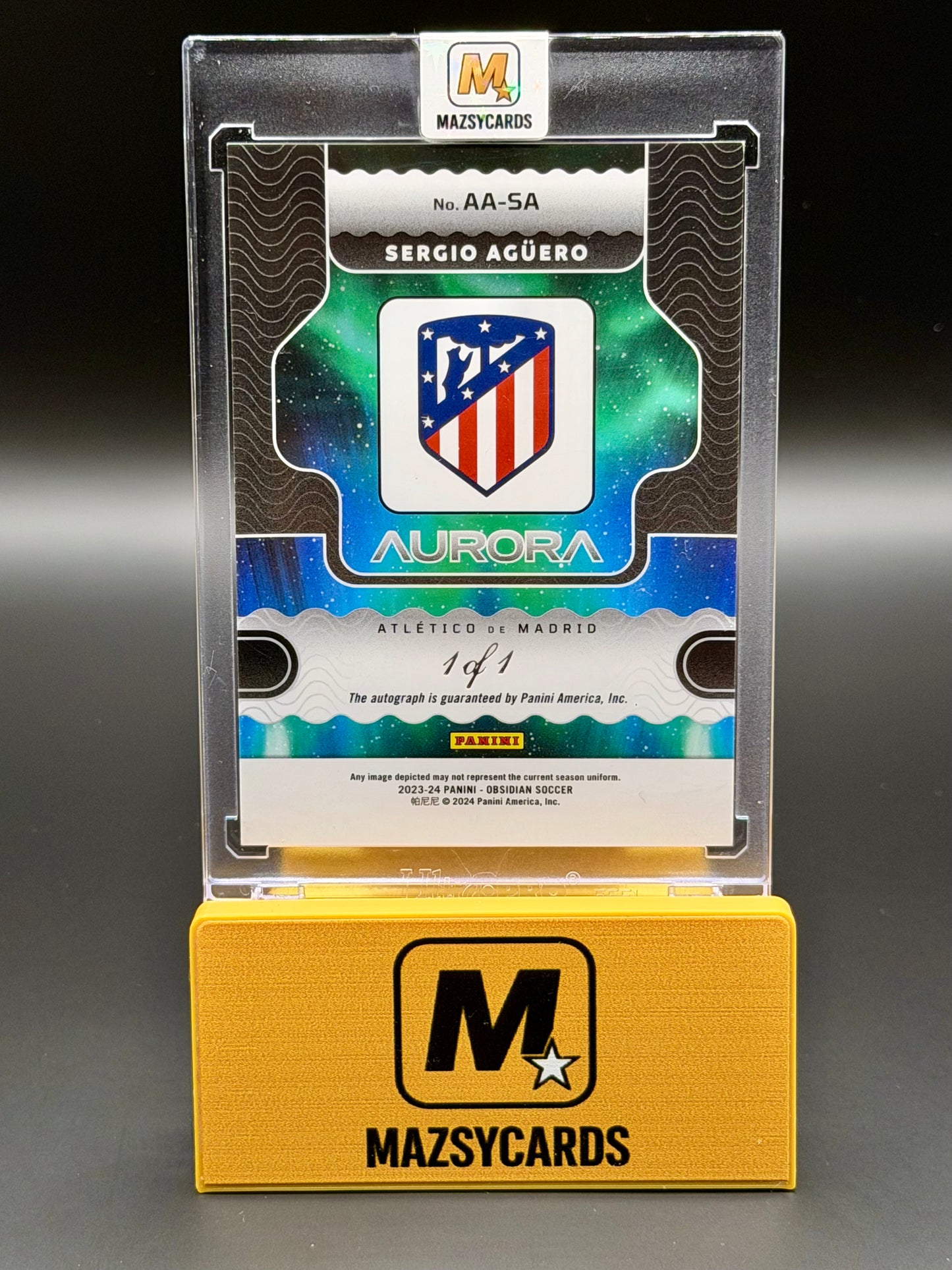 2023-24 Panini Obsidian Aurora Auto Sergio Kun Aguero 1/1 Atletico Madrid
