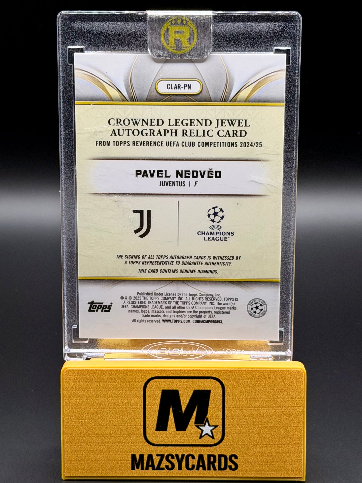2025 Topps Reverence UEFA Pavel Nedved Legend Jewel Auto Relic Orange /25