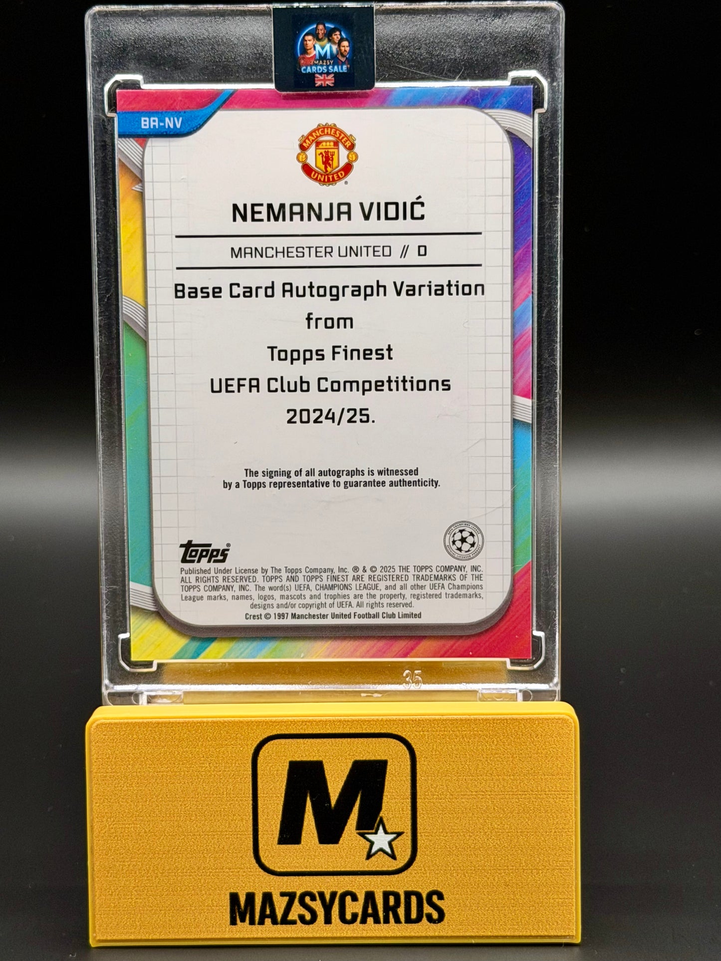 2024-25 Topps Finest UEFA Nemanja Vidic Auto Black Refractor /10
