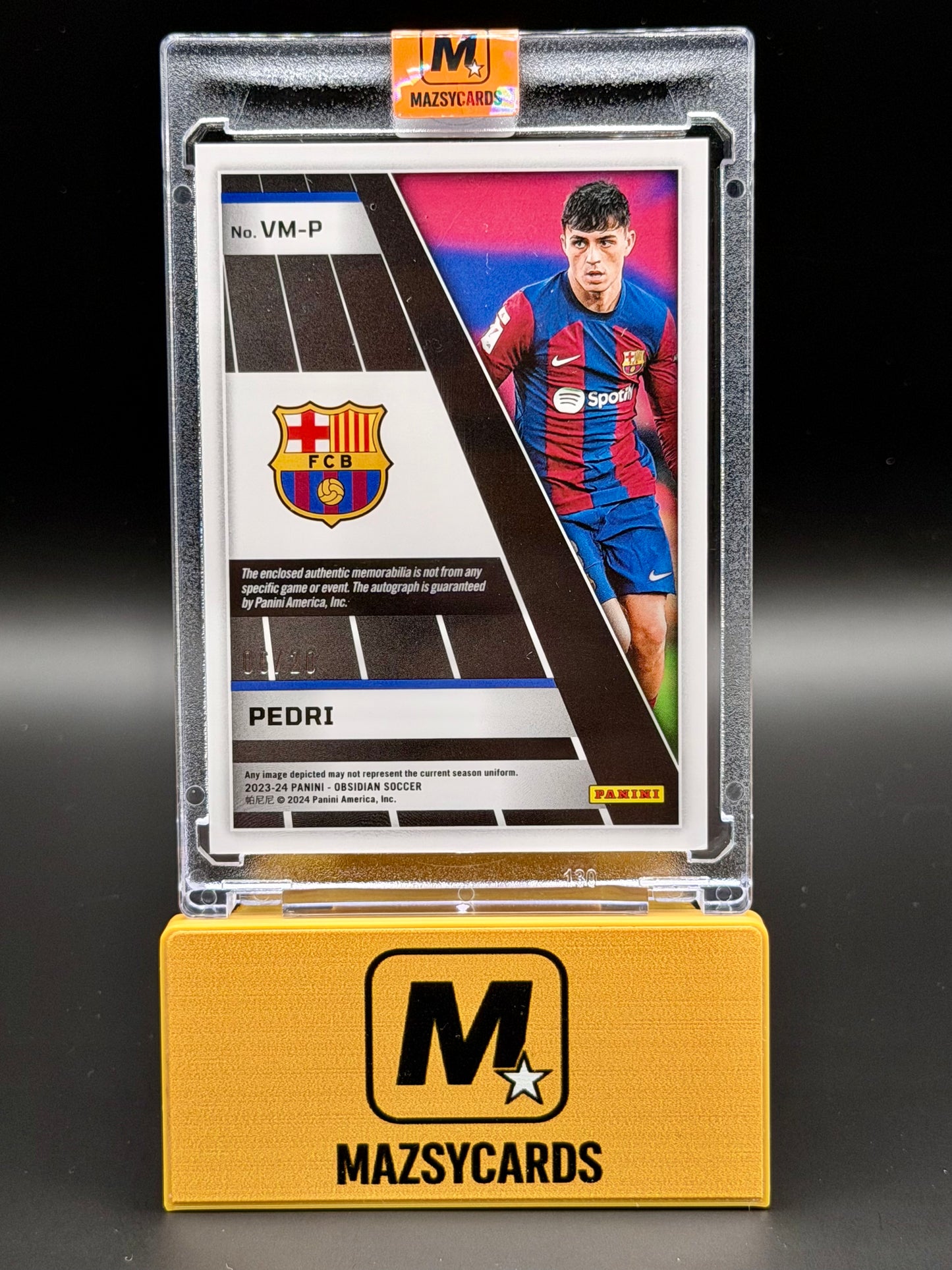 Pedri 2023-24 Obsidian Volcanic Electric Etch Purple Jersey Auto /20 Barcelona
