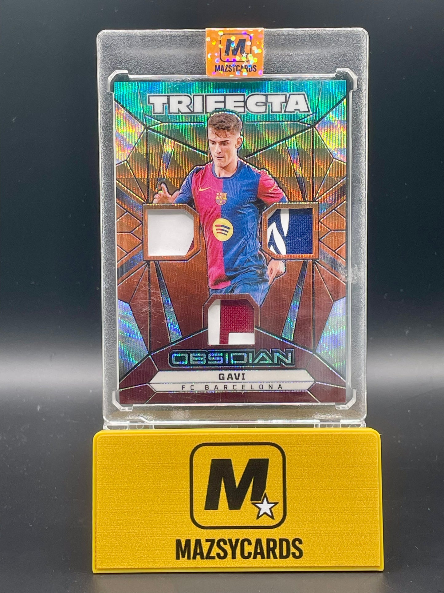 Gavi 2024-25 Panini Obsidian Trifecta Patch Teal Wave /25