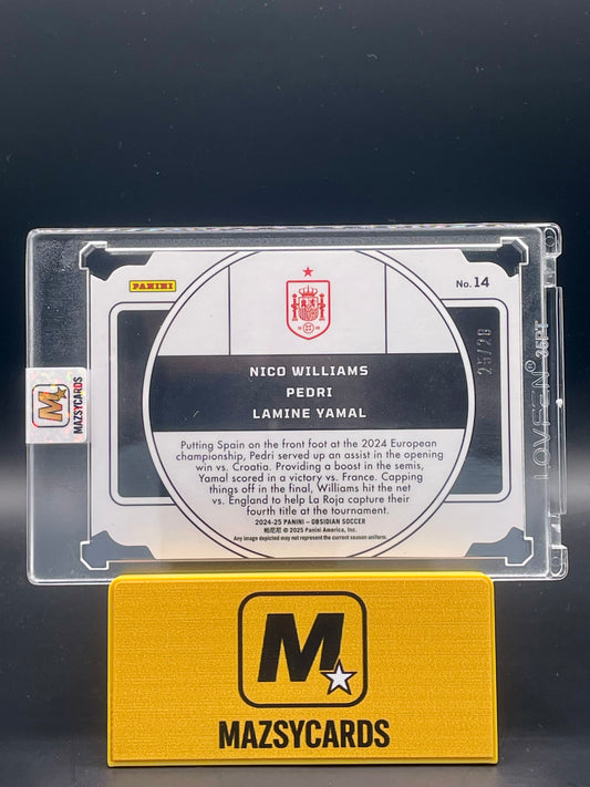 2024-25 PANINI OBSIDIAN NUCLEUS LAMINE YAMAL/NICO WILLIAMS/PEDRI /75