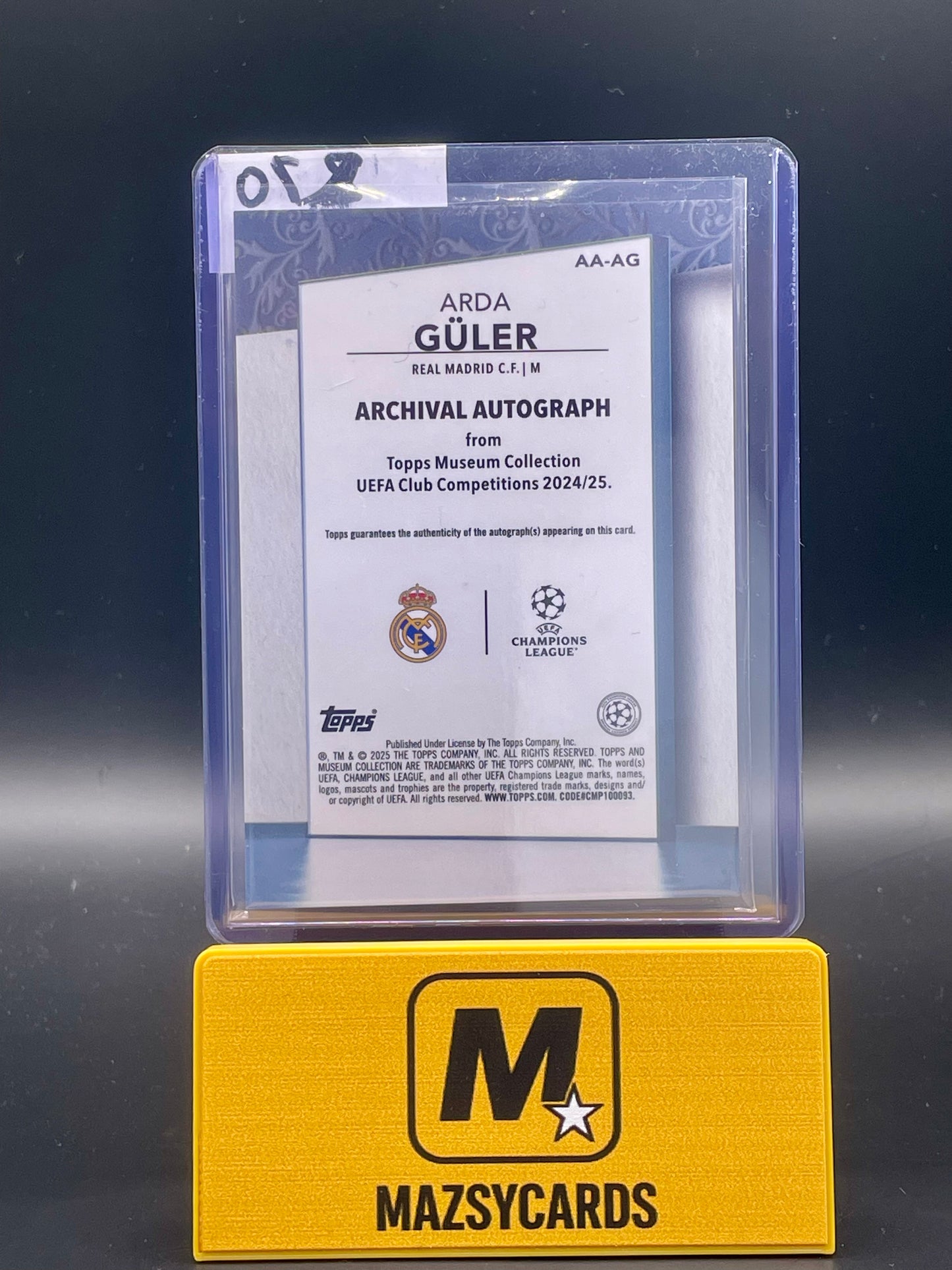 2024-25 Topps Museum UEFA Arda Guler Archival Auto Gold /50