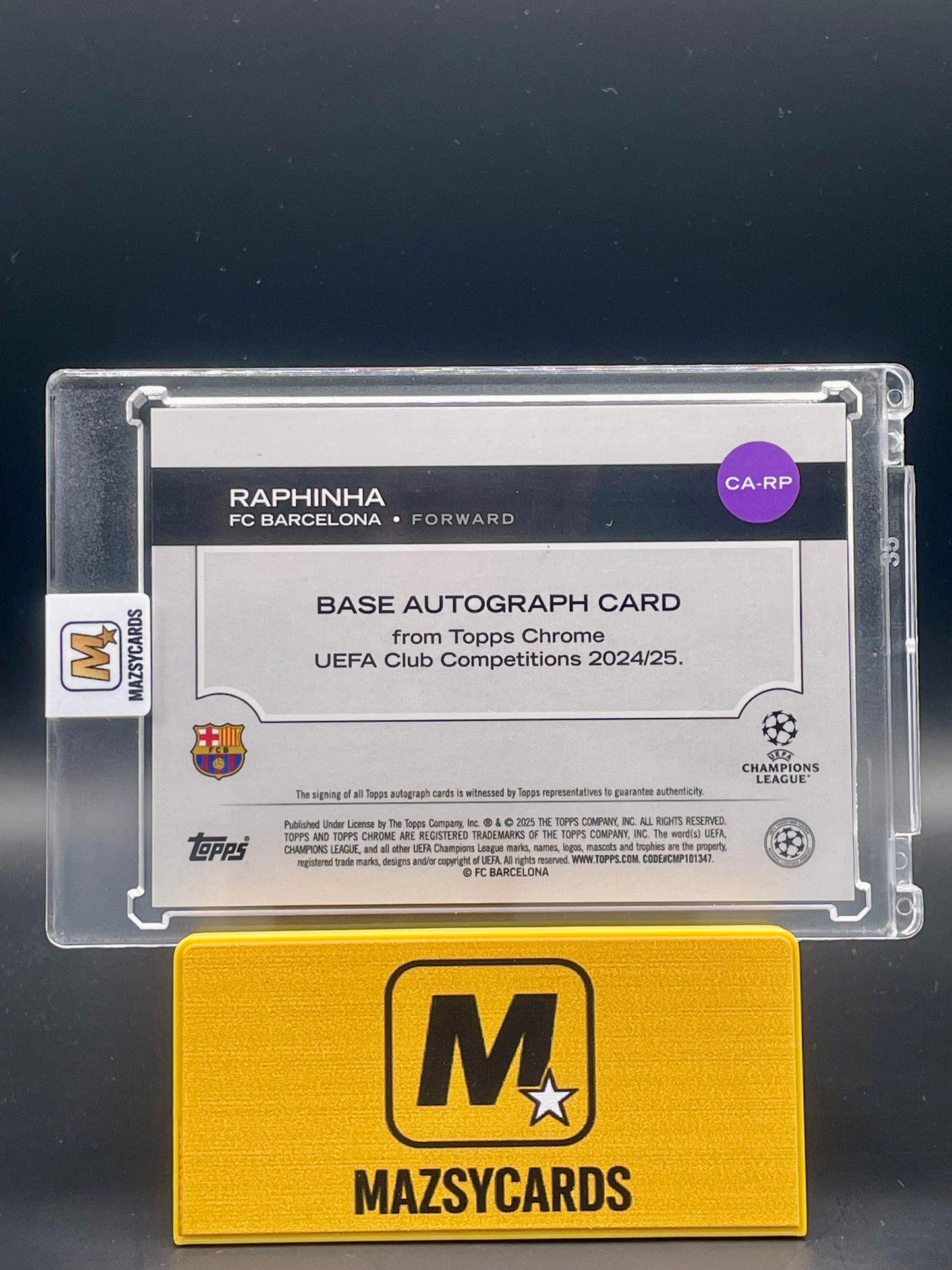 2024-25 Topps Chrome UEFA Raphinha Auto Black lava  /10