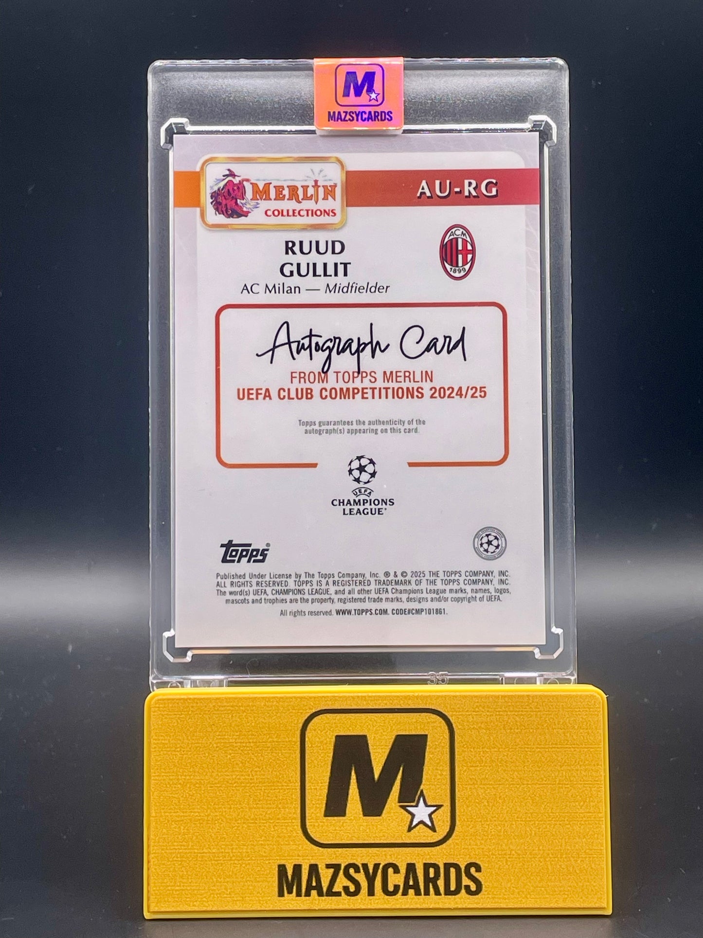 2024-25 Topps Merlin UEFA Club Competition Red Mojo Ruud Gullit AUTO /5