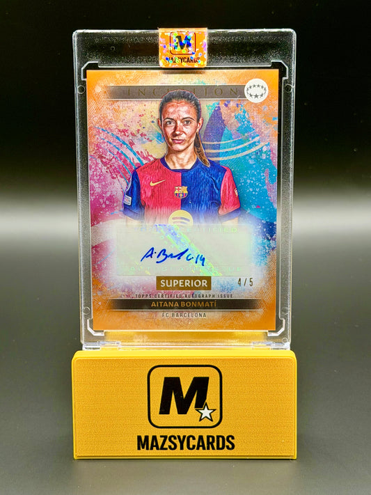2024-25 Topps Inception UEFA Aitana Bonmati Emerging Stars Auto /5 ORANGE