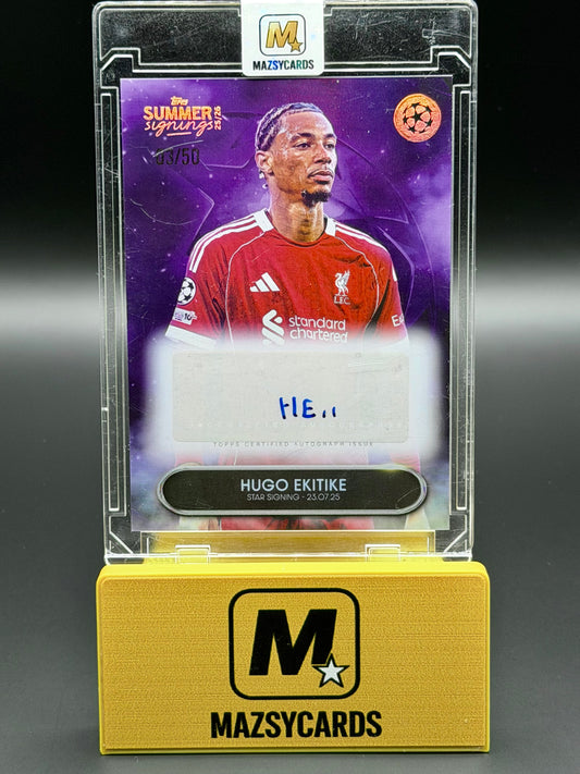 Hugo Ekitike 2025-26 Topps Summer Signings /50 Auto Purple Star Liverpool