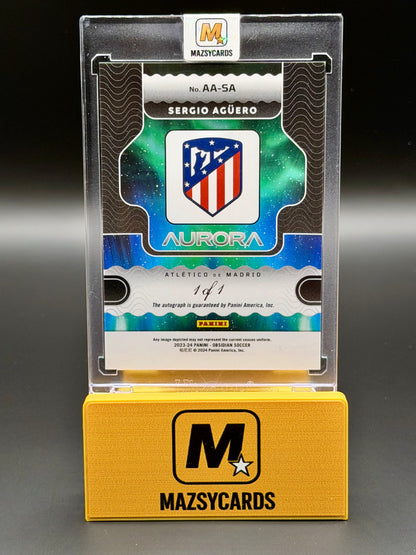 2023-24 Panini Obsidian Aurora Auto Sergio Kun Aguero 1/1 Atletico Madrid