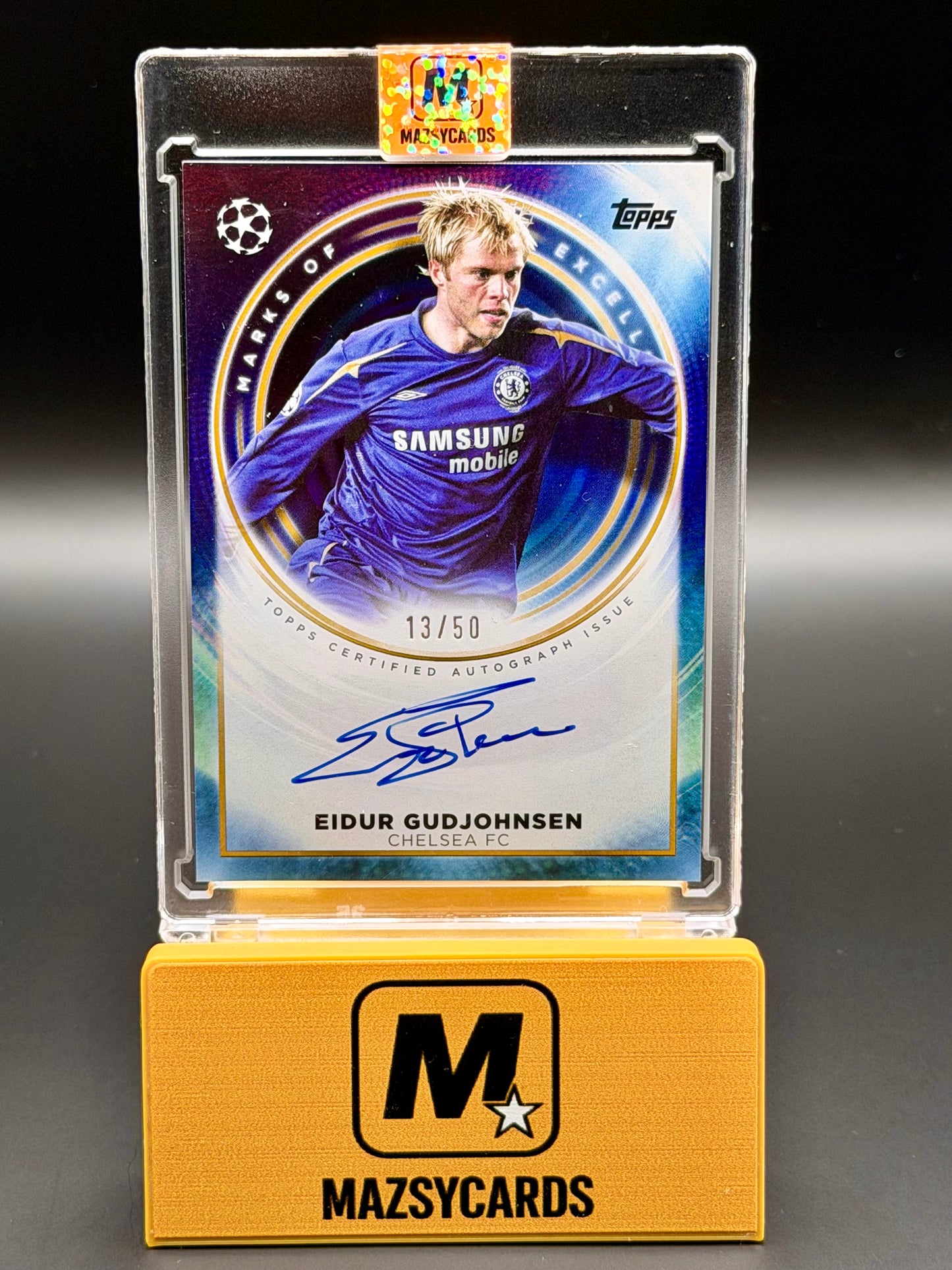 2025 Topps Inception UEFA Eidur Gudjohnsen Marks Of Excellence Auto Gold /50
