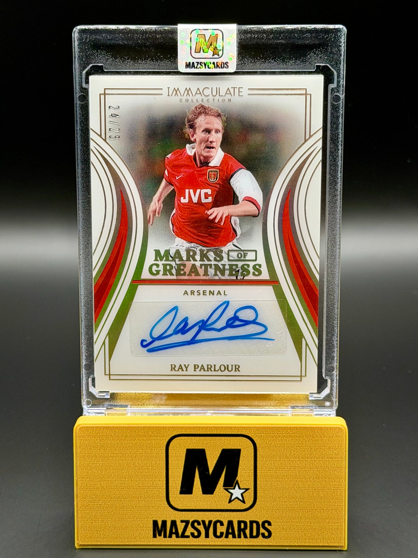 2023/24 panini Immaculate Ray Parlour Marks Of Greatness Auto card Arsenal /25