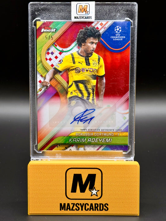 2025 KARIM ADEYEMI 5/5 AUTO TOPPS FINEST UEFA CHAMPIONS LEAGUE AUTOGRAPHS RED