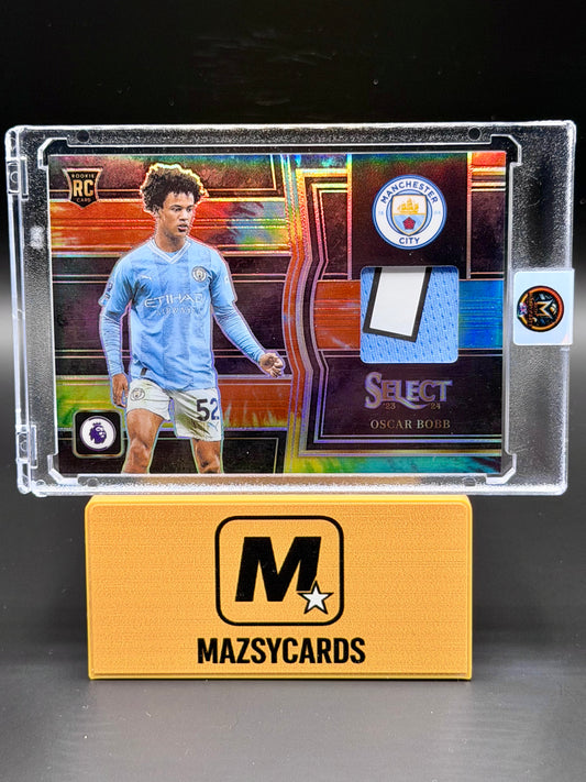 Oscar Bobb 2023-24 Panini Select EPL Rookie Jersey Kit Patch SP Manchester City /25 Tie Dye