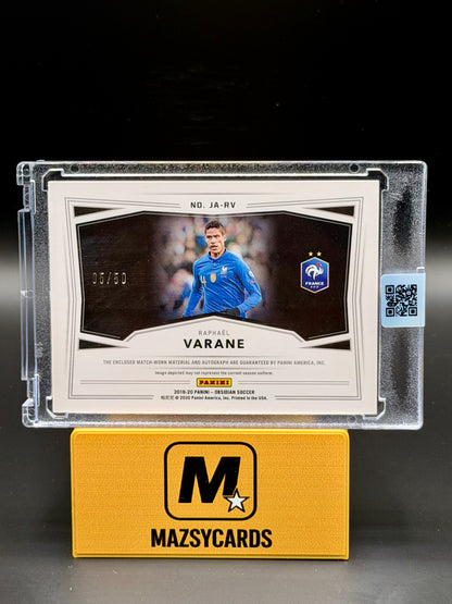 RAPHAEL VARANE 2019-20 PANINI OBSIDIAN Jersey Autographs Orange /50 WORN MATCH