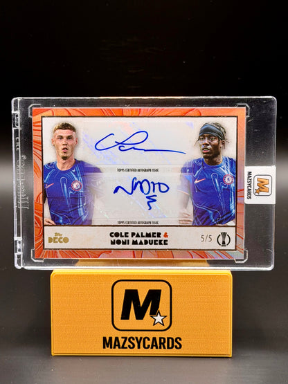 Topps Deco UCC 2024/25 Cole Palmer Noni Madueke Dual Autograph 5/5 Red LAST PRINT
