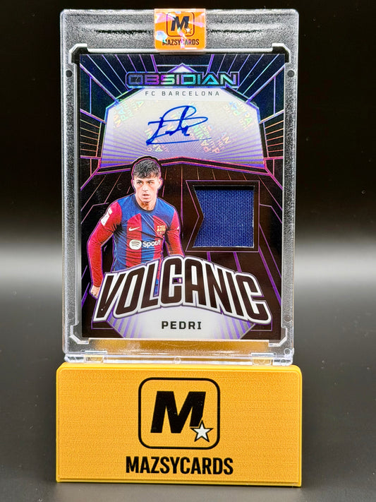 Pedri 2023-24 Obsidian Volcanic Electric Etch Purple Jersey Auto /20 Barcelona