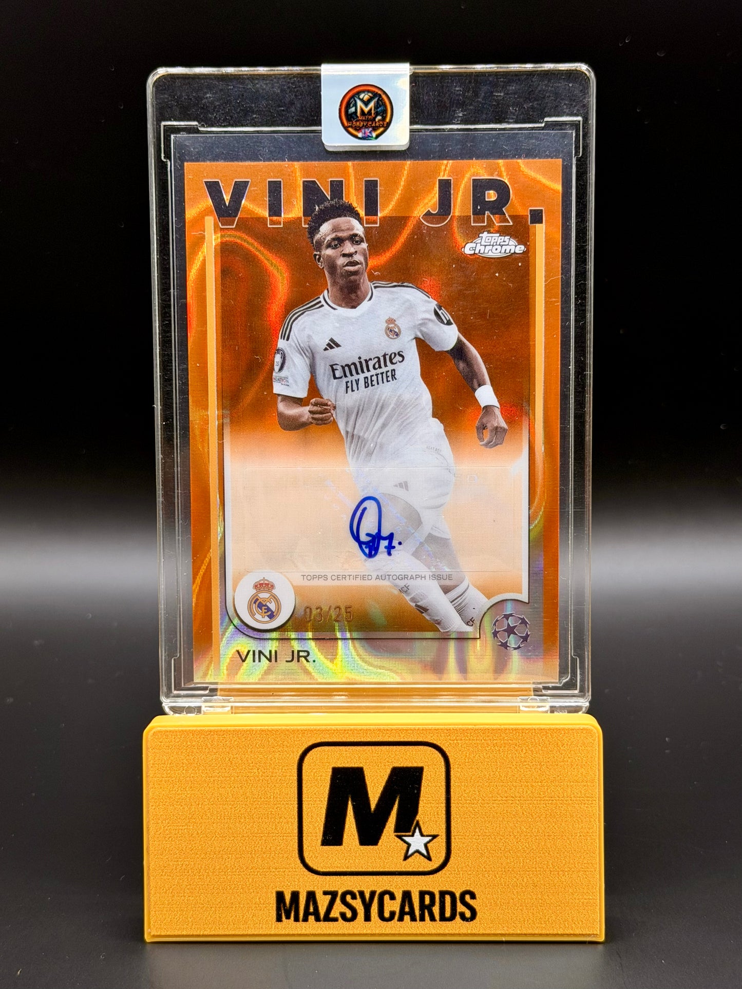 2024-25 Topps Chrome UEFA Vini Jr. Auto Orange Lava